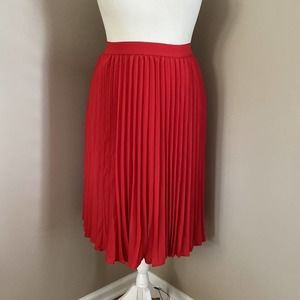Kate Kasin Red Pleated A-Line Swing Midi Skirt Woman’s Plus Size XXL
